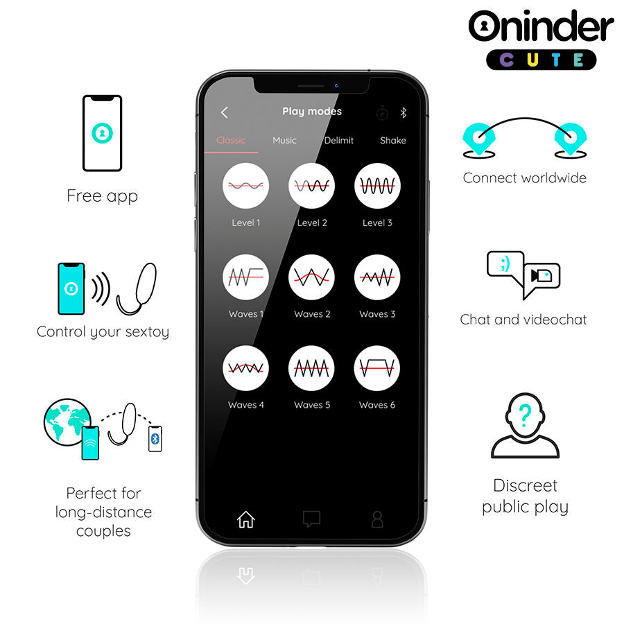 ONINDER CUTE - VIBRIERENDES DREHEI AUS SILIKON MIT EDELSTEIN - WELTWEITE KOSTENLOSE APP