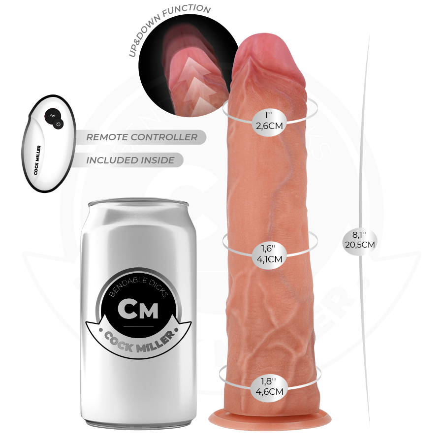 COCK MILLER – HYPERREALISTISCHER DILDO MIT SAUGNAPF UND SCHUBFUNKTION, MIT FERNBEDIENUNG 20,5 CM