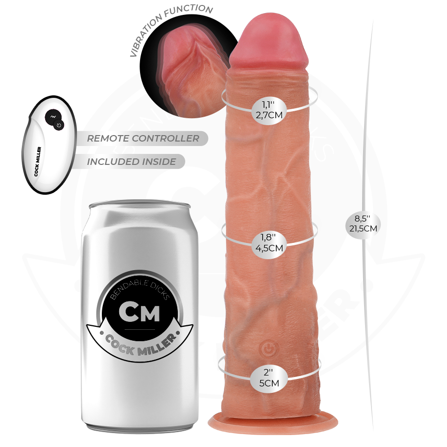 COCK MILLER - REALISTISCHER SAUGNÄPF-VIBRATOR MIT FERNBEDIENUNG 21,5 CM