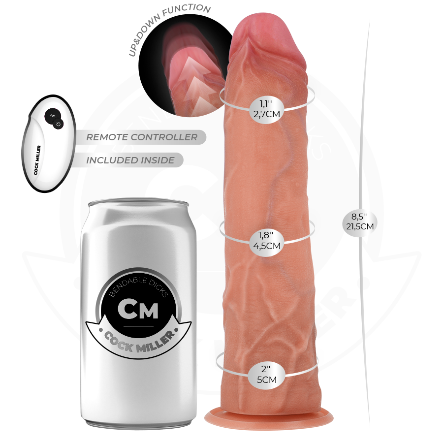 COCK MILLER – HYPERREALISTISCHER SAUGNÄPF- UND STOSSDILDO MIT FERNBEDIENUNG 21,5 CM