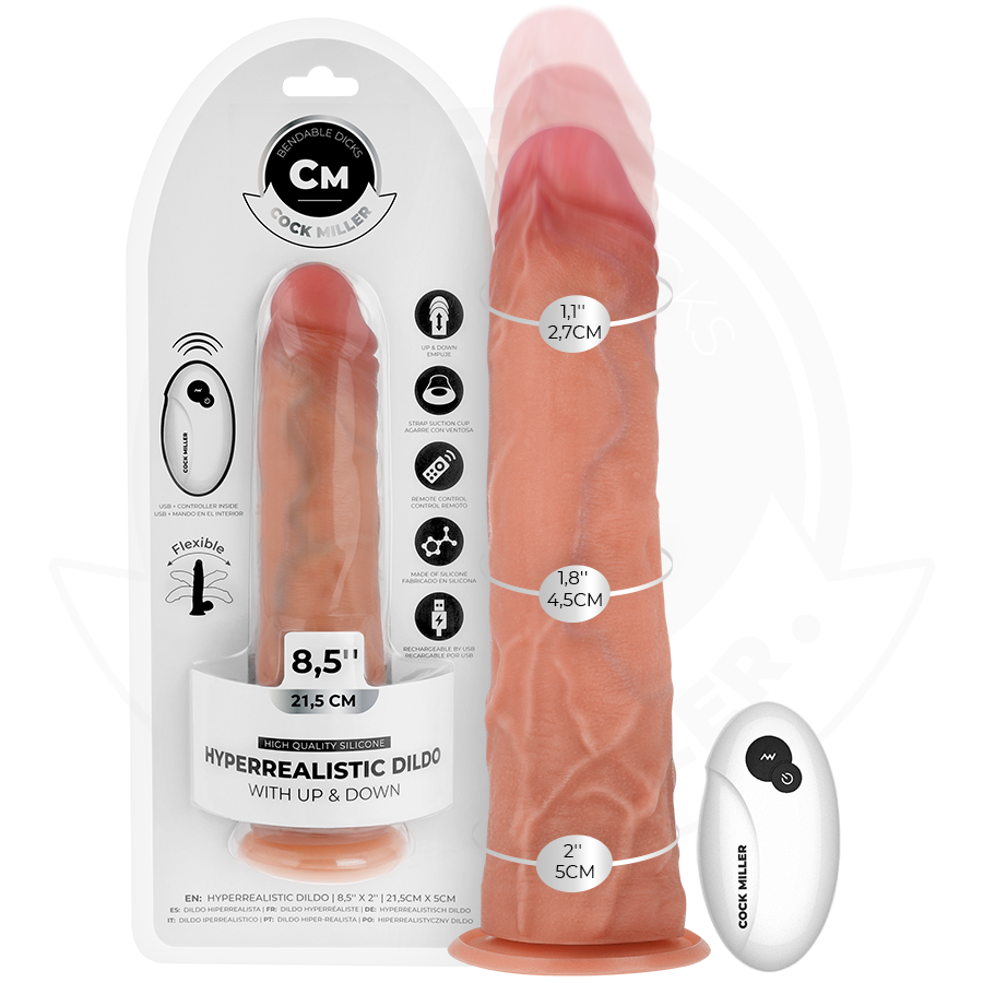 COCK MILLER – HYPERREALISTISCHER SAUGNÄPF- UND STOSSDILDO MIT FERNBEDIENUNG 21,5 CM