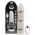 COCK MILLER - DILDO MIT SAUGNAPF, LICHT UND VIBRATIONEN MIT FERNBEDIENUNG WEISS 21,5 CM