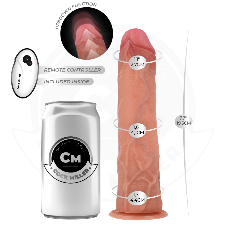 COCK MILLER – HYPERREALISTISCHER DILDO MIT SAUGNAPF UND SCHUBFUNKTION MIT FERNBEDIENUNG 19,5 CM