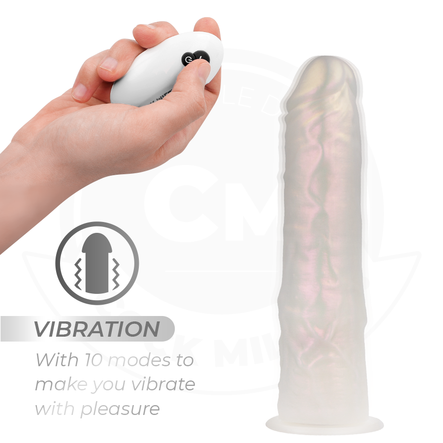 COCK MILLER - DILDO MIT SAUGNAPF, LICHT UND VIBRATION MIT FERNBEDIENUNG WEISS 19,5 CM