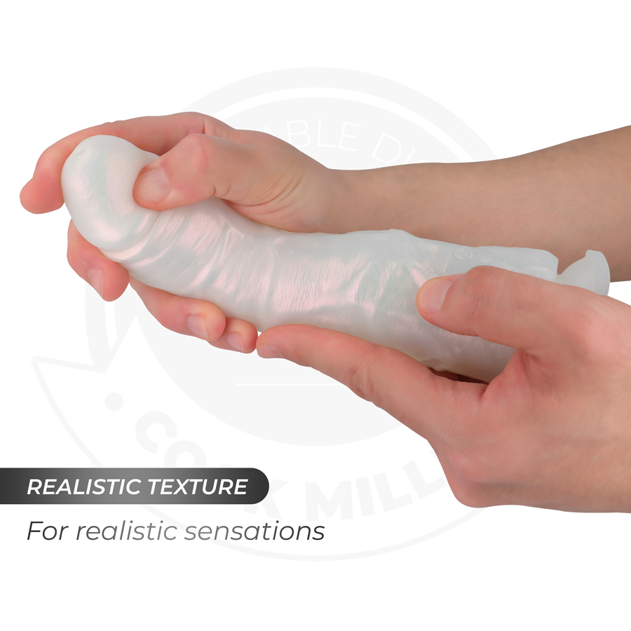 COCK MILLER - DILDO MIT SAUGNAPF, LICHT UND VIBRATION MIT FERNBEDIENUNG WEISS 19,5 CM
