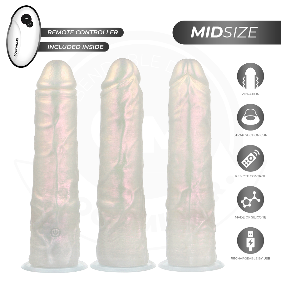 COCK MILLER - DILDO MIT SAUGNAPF, LICHT UND VIBRATION MIT FERNBEDIENUNG WEISS 20,5 CM