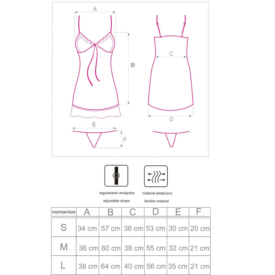 LIVCO CORSETTI FASHION - LUISE 1710 BABYDOLL + STRING NOIR S