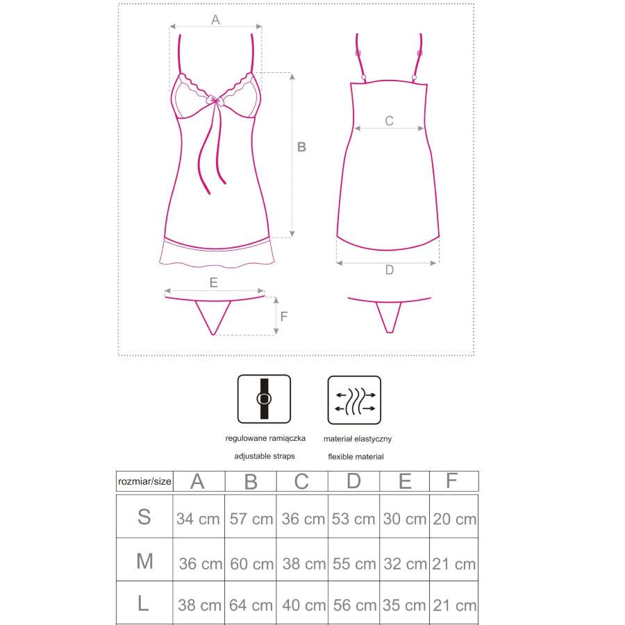 LIVCO CORSETTI FASHION - BABYDOLL HYEONA 1710 + THONG ROSE S