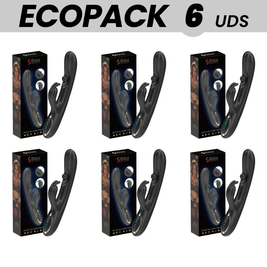 6er-PACK ECOPACKS - KRAFTVOLLER KANINCHEN-VIBRATOR IBIZA MIT MASSAGEKUGEL