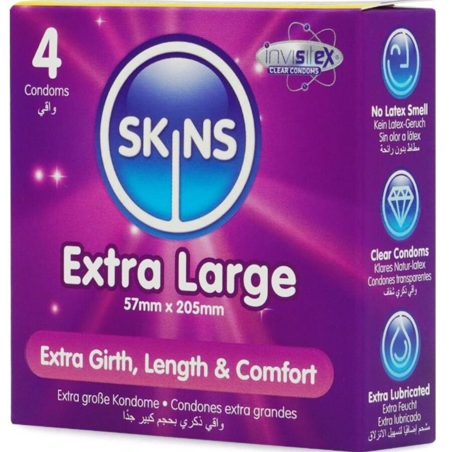 SKINS – 4er-Pack Premium-Kondome, extragroß