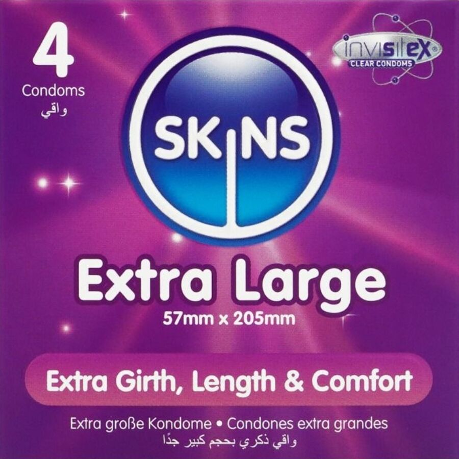 SKINS – 4er-Pack Premium-Kondome, extragroß