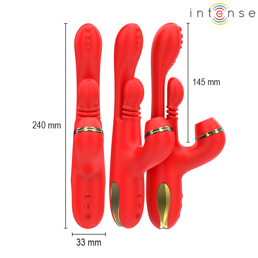 INTENSE - MULTIFUNKTIONALER KLITORISSTIMULATOR KATY 4 AUSTAUSCHBARE KÖPFE ROT
