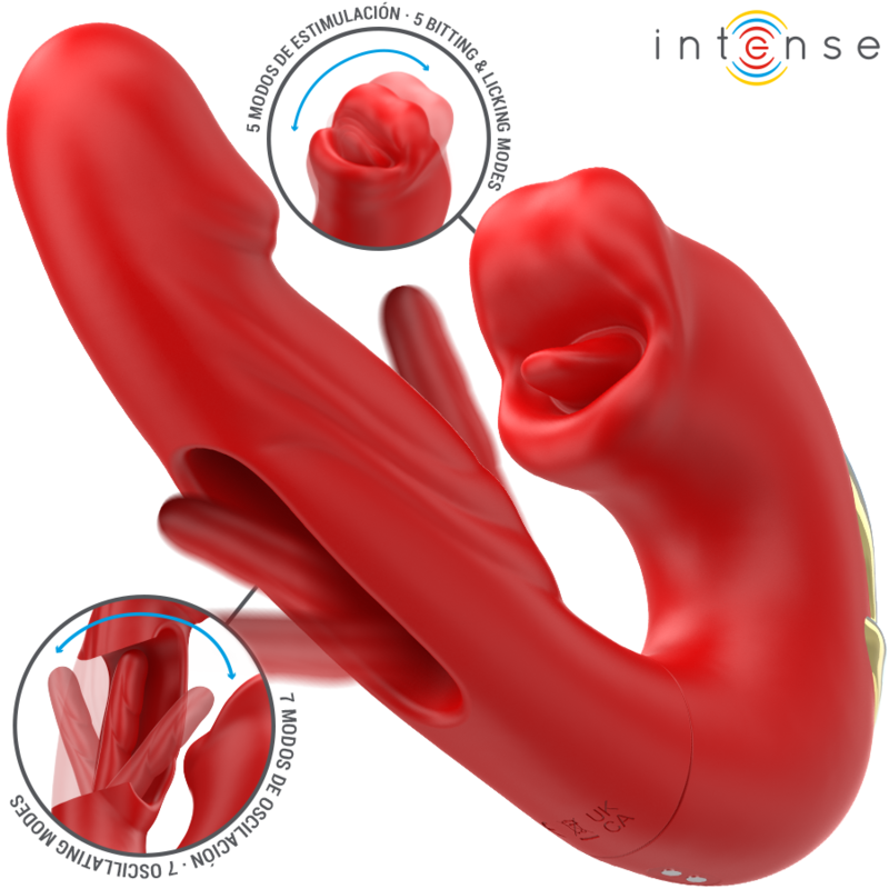 INTENSE - NATHY DOPPELVIBRATOR MIT STIMULIERENDEM UND MULTIFUNKTIONALEM MUND ROT