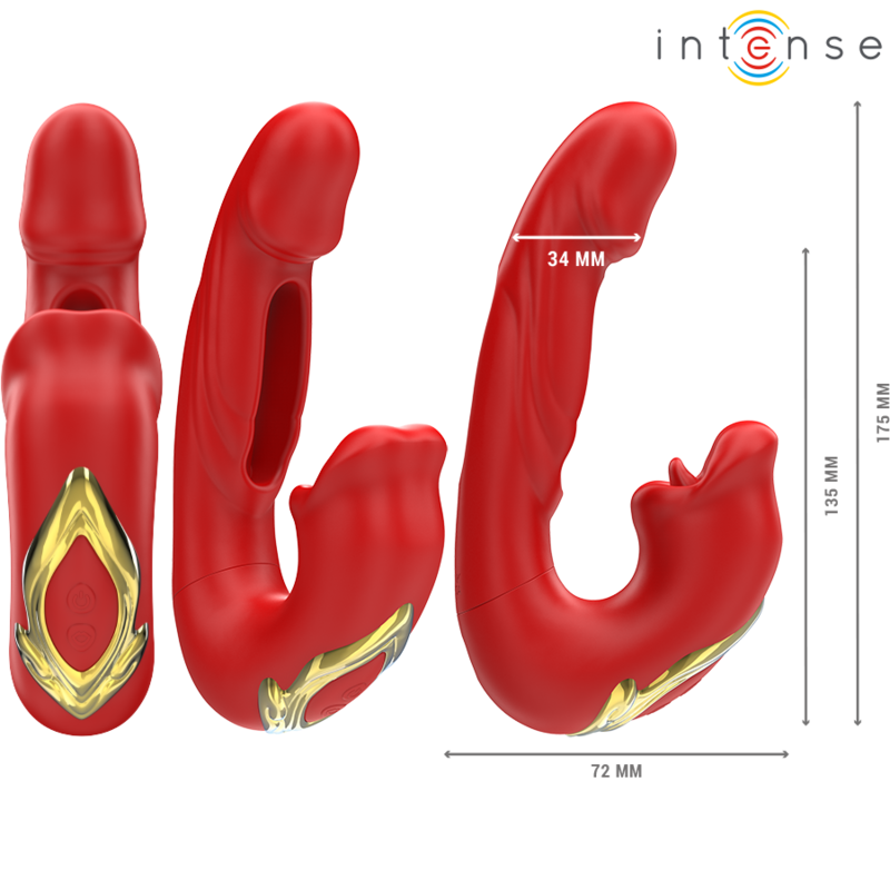 INTENSE - NATHY DOPPELVIBRATOR MIT STIMULIERENDEM UND MULTIFUNKTIONALEM MUND ROT