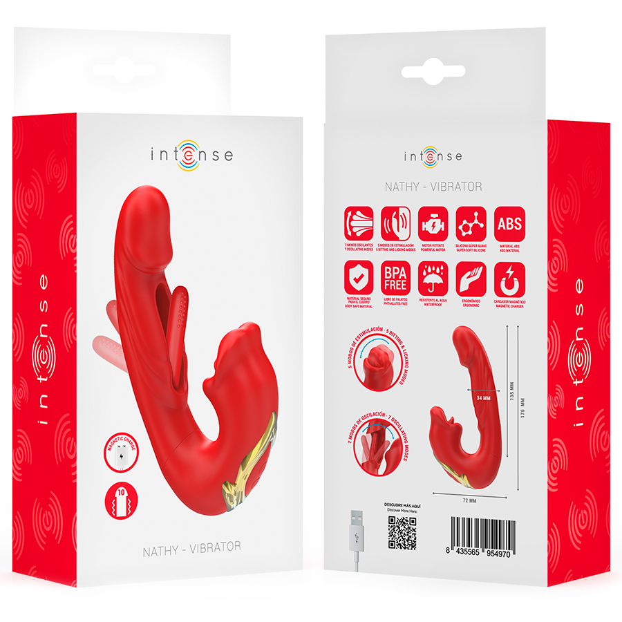 INTENSE - NATHY DOPPELVIBRATOR MIT STIMULIERENDEM UND MULTIFUNKTIONALEM MUND ROT