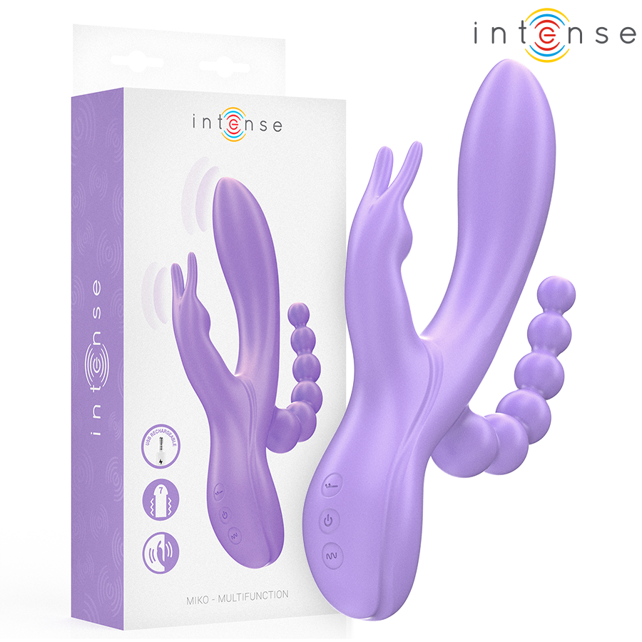 INTENSE - MIKO DREIFACH-VIBRATOR HASE & STIMULATOR & ANAL 7 VIBRATIONEN VIOLETT