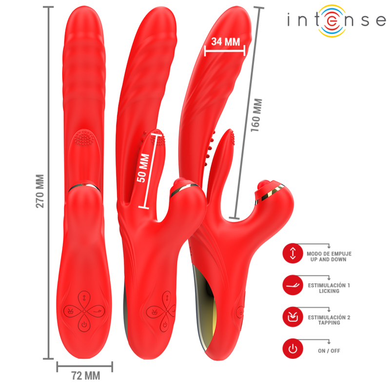 INTENSE - ROSALIA MULTIFUNKTIONSDILDO 3 IN 1 ROT