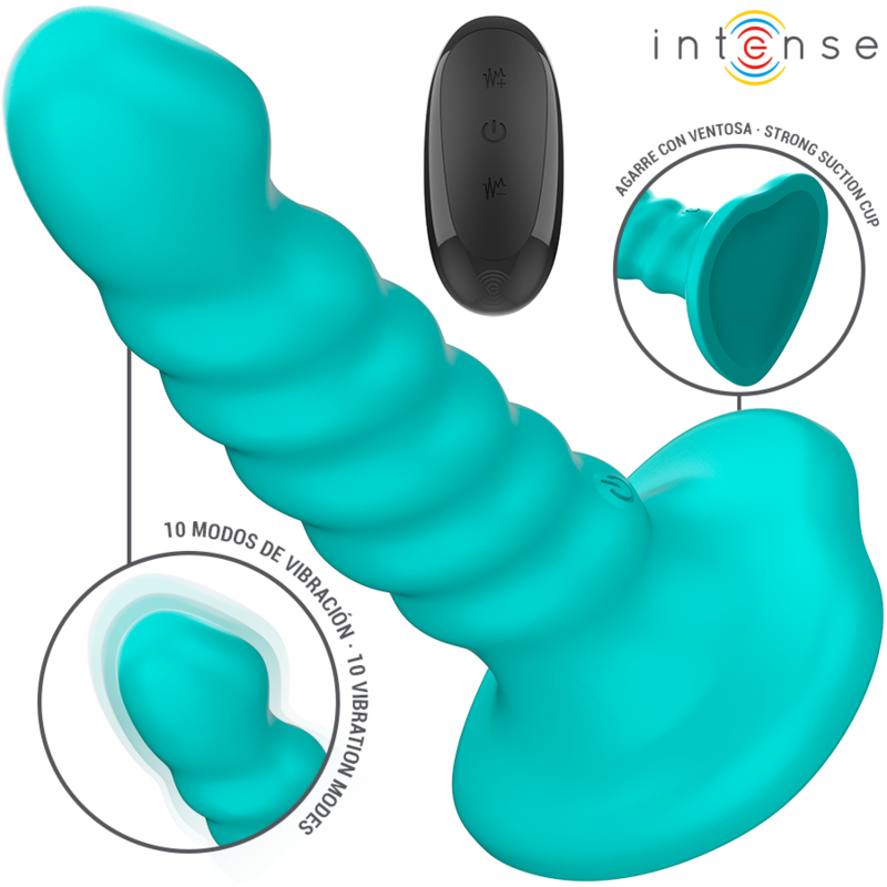 INTENSE - BUFFY VIBRATOR GRÖSSE S SPIRALDESIGN 10 VIBRATIONEN BLAUE FERNBEDIENUNG