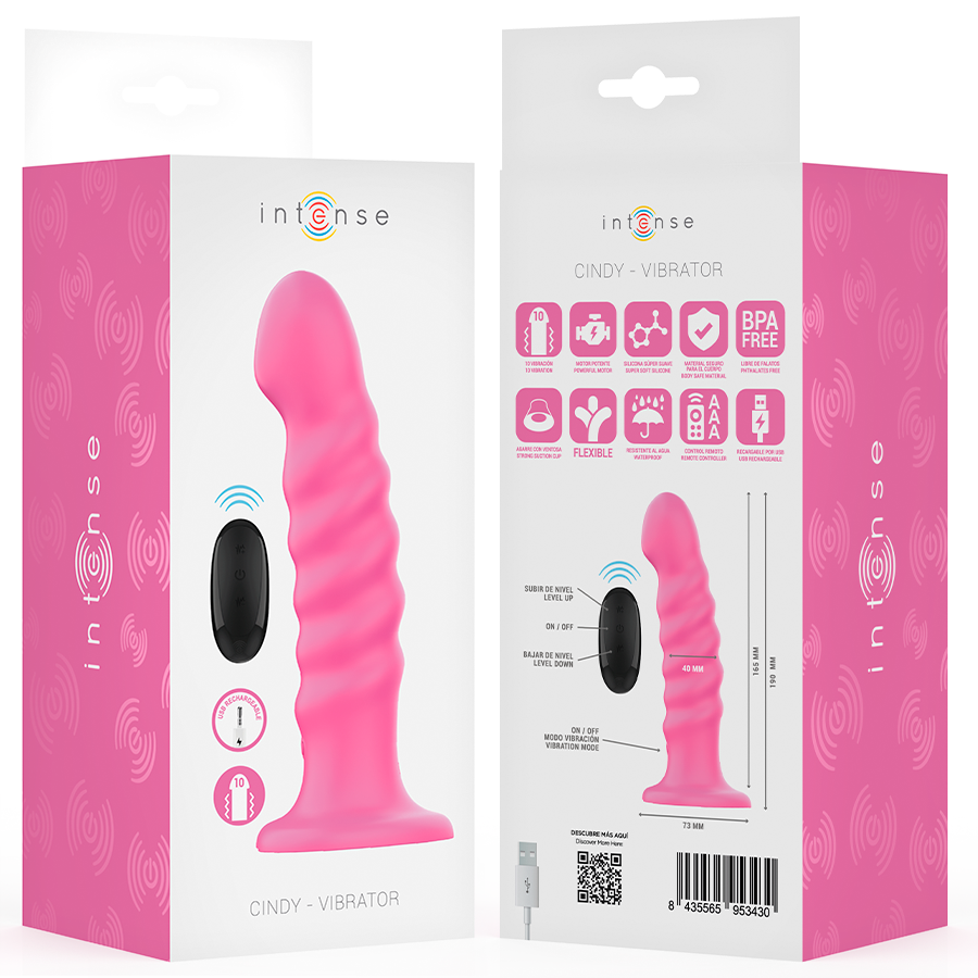 INTENSE - CINDY VIBRATOR GRÖSSE L SPIRALDESIGN 10 VIBRATIONEN ROSA FERNBEDIENUNG
