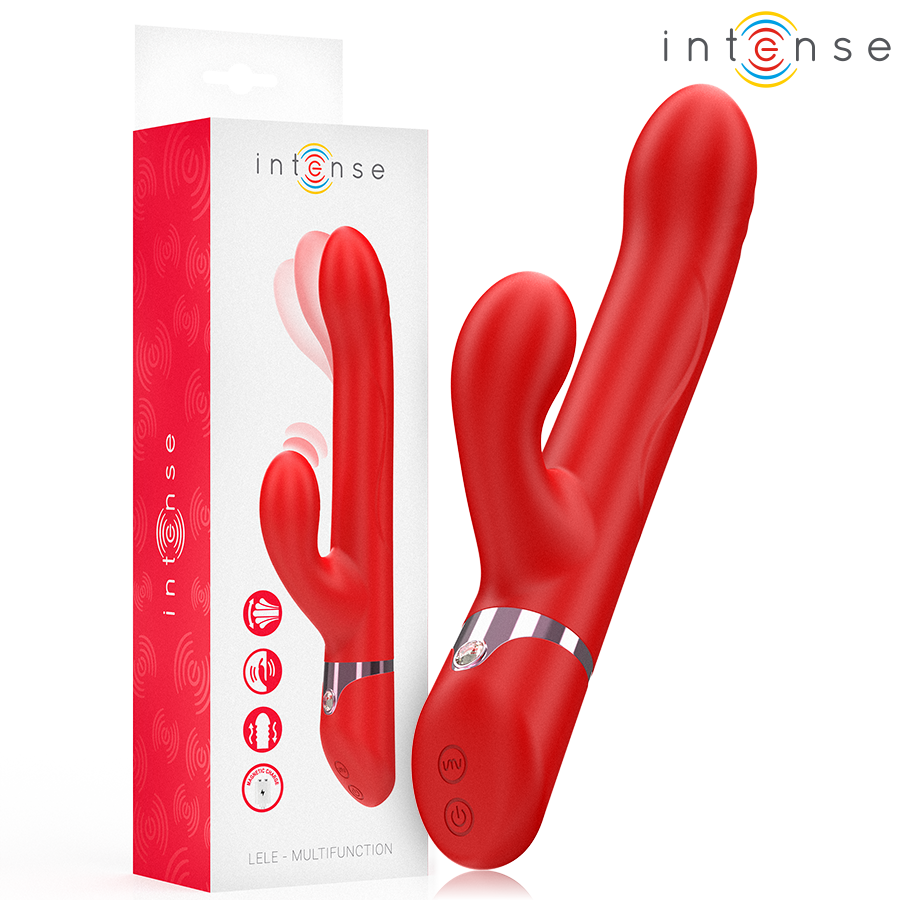 INTENSE - LELE MULTIFUNKTIONS-VIBRATOR ROTIEREND & OSZILLIEREND & STIMULIEREND ROT