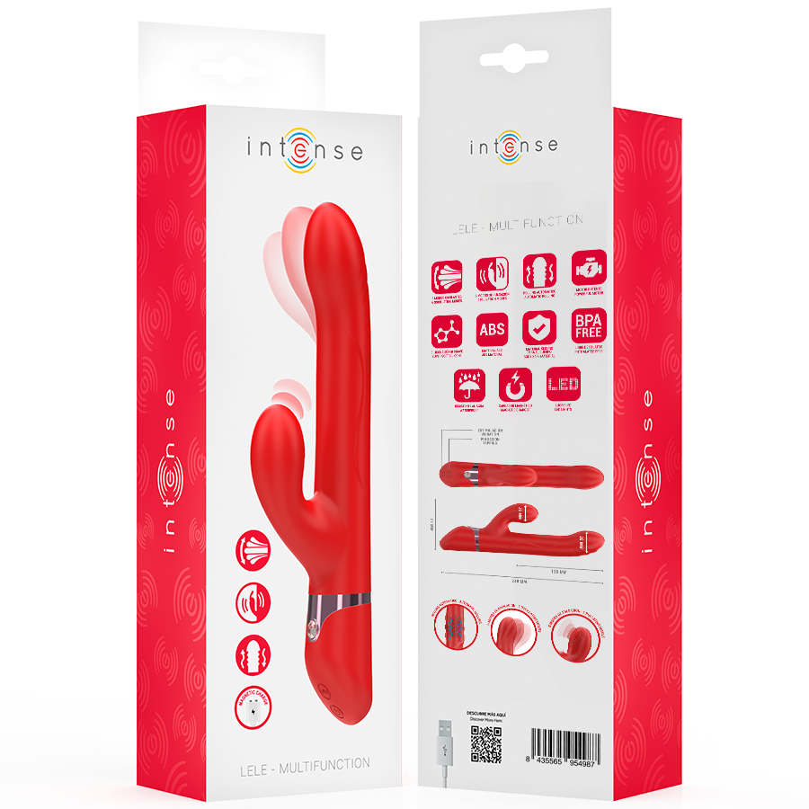 INTENSE - LELE MULTIFUNKTIONS-VIBRATOR ROTIEREND & OSZILLIEREND & STIMULIEREND ROT