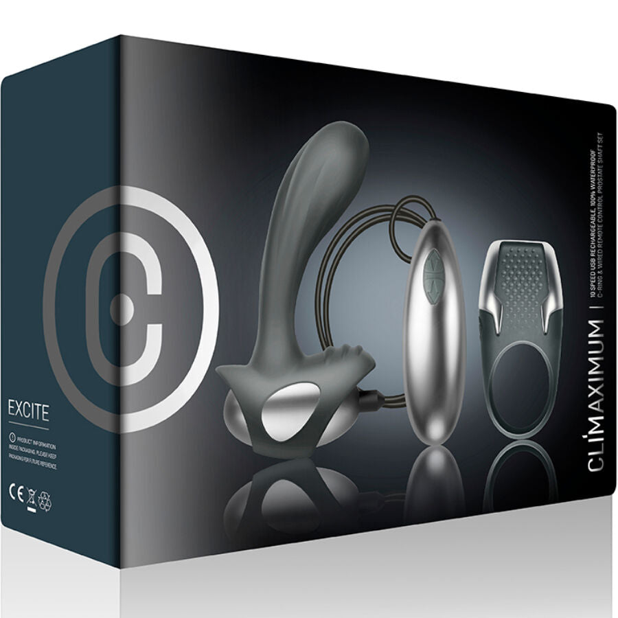 CLIMAXIMUM - EXCITE PENISRING + PROSTATAMASSAGEGERÄT MIT KABEL