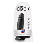 KING COCK - 7 SCHWARZER DILDO MIT HODEN 17,8 CM