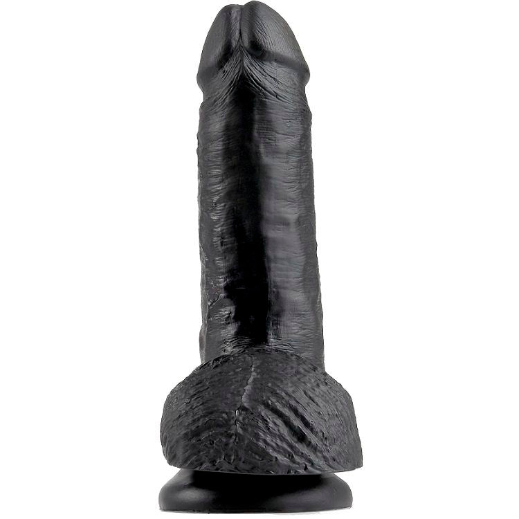 KING COCK - 7 SCHWARZER DILDO MIT HODEN 17,8 CM
