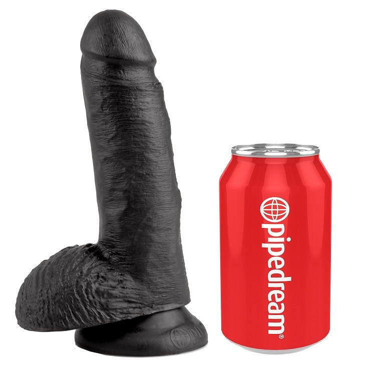 KING COCK - 7 SCHWARZER DILDO MIT HODEN 17,8 CM