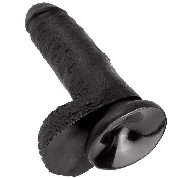 KING COCK - 7 SCHWARZER DILDO MIT HODEN 17,8 CM