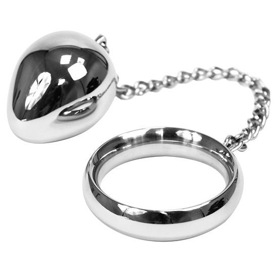 METAL HARD - PENISRING 50MM + KETTE MIT METALLKUGEL