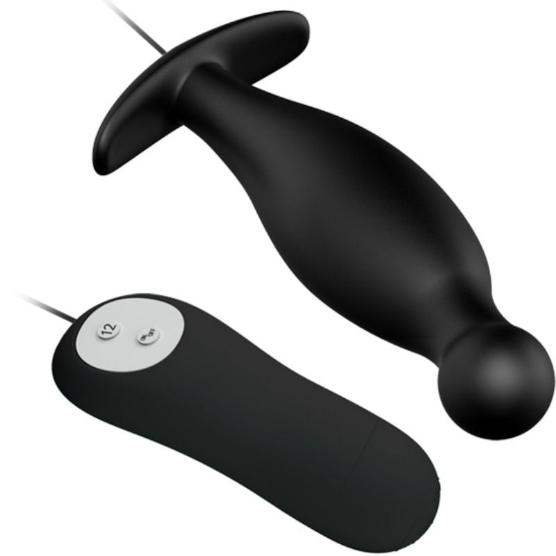 PRETTY LOVE - ANUSPLUG AUS SILIKON, 12 VIBRATIONSMODI, SCHWARZ