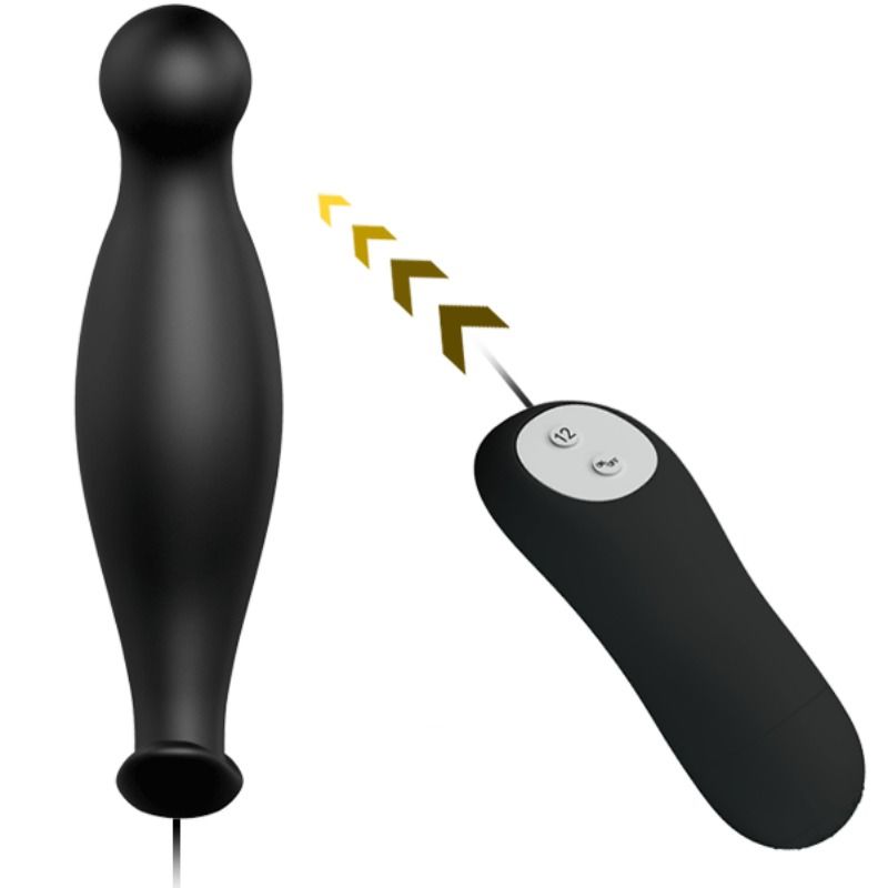 PRETTY LOVE - ANUSPLUG AUS SILIKON, 12 VIBRATIONSMODI, SCHWARZ