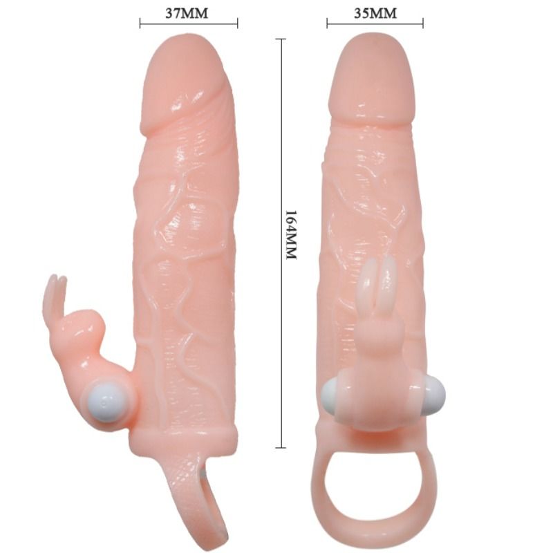 BAILE - BRAVE MAN PENIS-AUFSATZ MIT KANINCHENHAUT UND DOPPELTEM MOTOR 16,5 CM