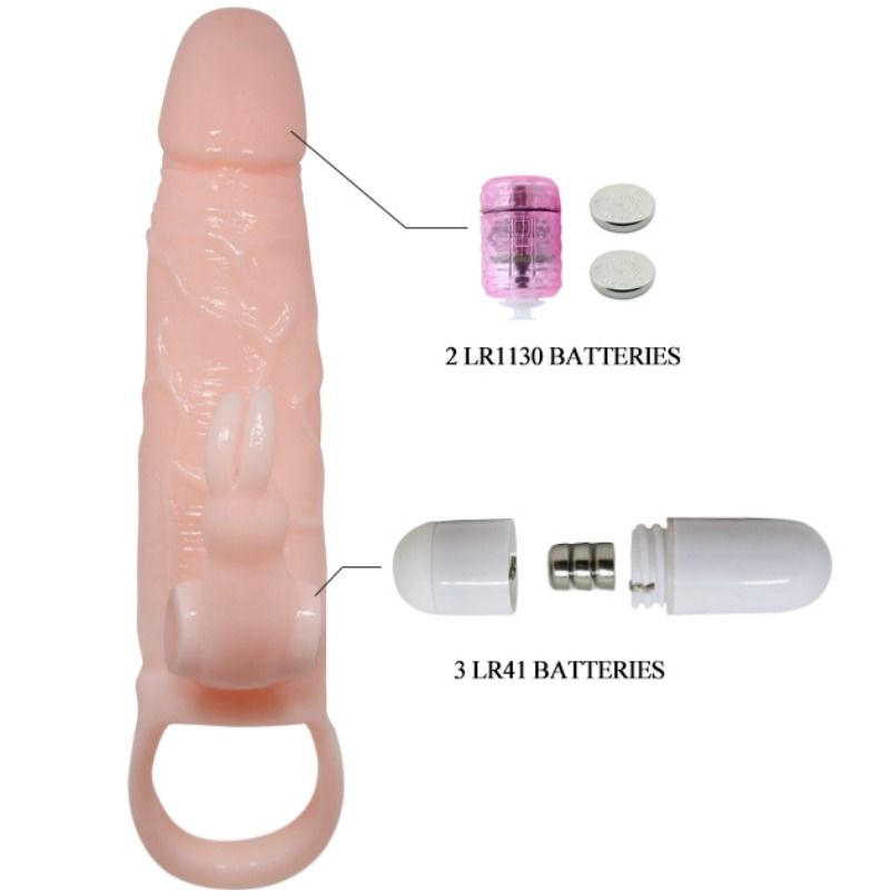BAILE - BRAVE MAN PENIS-AUFSATZ MIT KANINCHENHAUT UND DOPPELTEM MOTOR 16,5 CM
