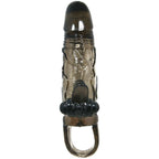 BAILE - COUVRE-PÉNIS BRAVE MAN AVEC STIMULATION CLITO ET ANAL DOUBLE BULLET NOIR 16.5 CM