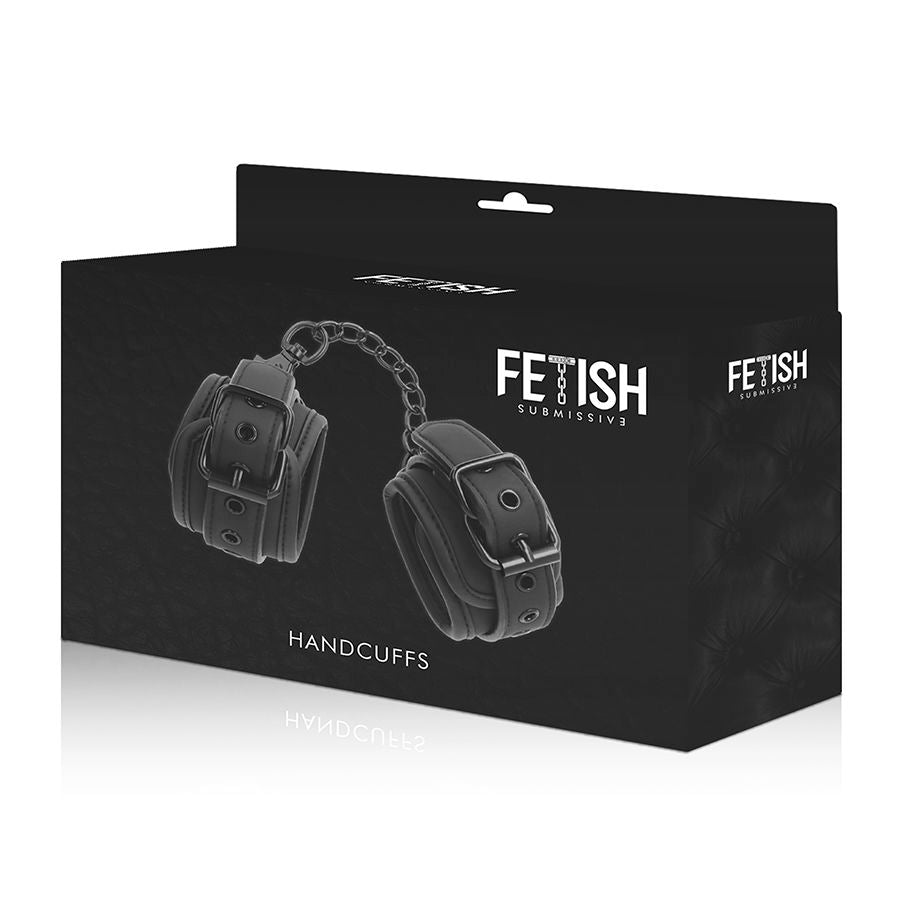 FETISH SUBMISSIVE - HANDSCHELLEN AUS VEGANEM LEDER MIT NEOPRENFUTTER