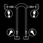 FETISH SUBMISSIVE - POSITION MAÎTRE AVEC 4 MENOTTES DOUBLÉES DE NOPRÈNE