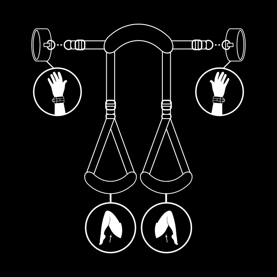 FETISH SUBMISSIVE - POSITION JAMBES OUVERTES AVEC MENOTTES DOUBLÉES EN NOPRÈNE