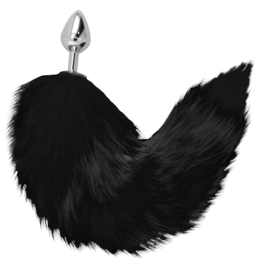 DARKNESS – ANALE PROPPEN 8 CM, SILBER, MIT SCHWARZEM SCHWANZ