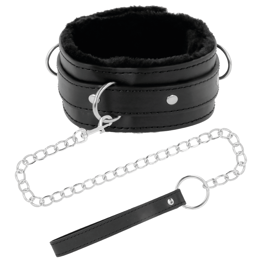 DARKNESS - BEQUEMES HALTUNGSHALSBAND MIT LEDERKETTE