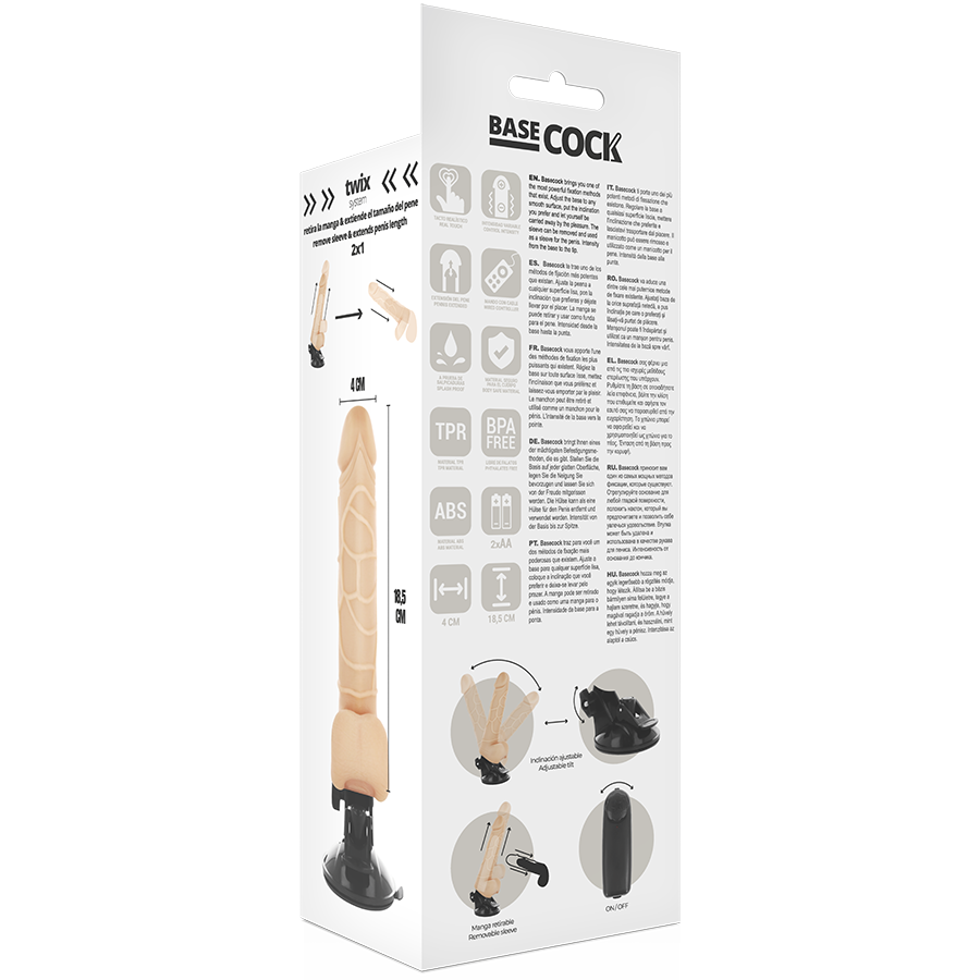 BASECOCK - REALISTISCHER FERNBEDIENUNGSVIBRATOR 18,5 CM -O- 4 CM