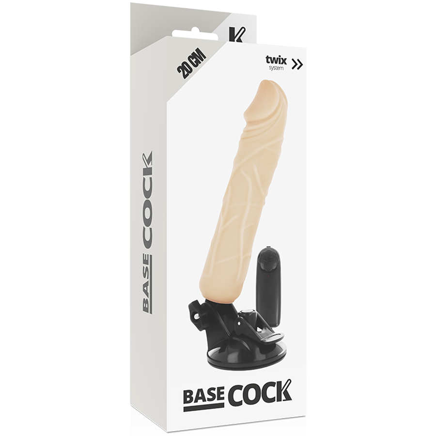 BASECOCK - REALISTISCHER FERNBEDIENBARER VIBRATOR, NATÜRLICH 20 CM -Ø- 4 CM