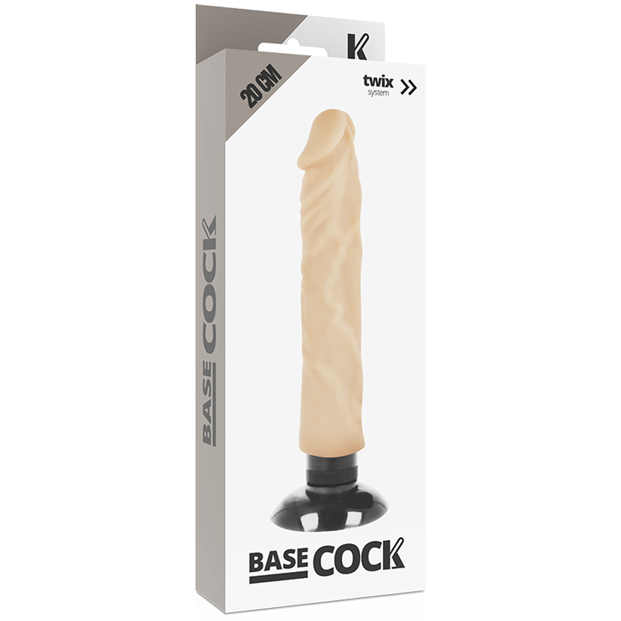 BASECOCK - REALISTISCHER VIBRATOR 2-1 NATUR 20 CM -Ø- 4 CM