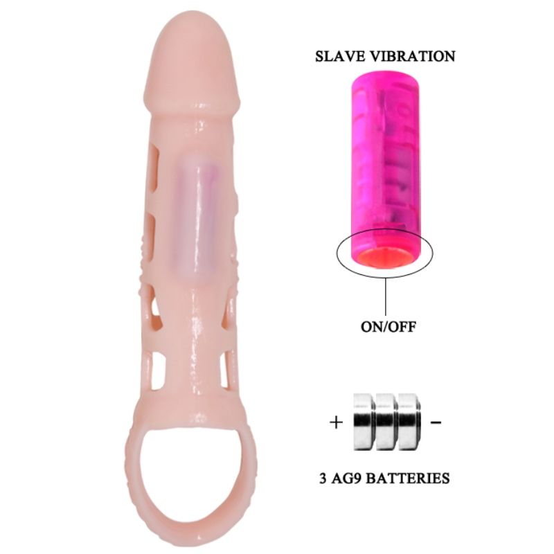 BAILE - PENISVERLÄNGERUNGSHÜLSE MIT VIBRATION UND NATURGURT 13,5 CM