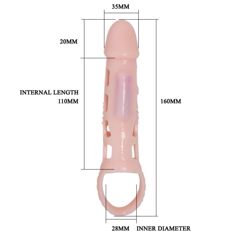 BAILE - PENISVERLÄNGERUNGSHÜLSE MIT VIBRATION UND NATURGURT 13,5 CM