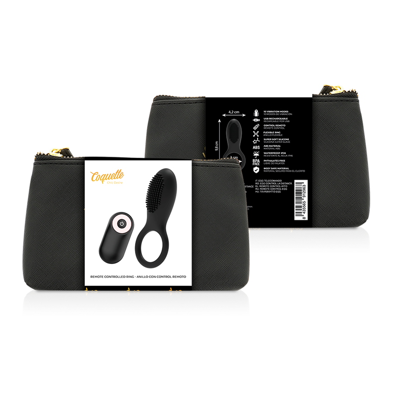 COQUETTE CHIC DESIRE - WIEDERAUFLADBARER FERNGESTEUERTER PENISRING SCHWARZ/GOLD
