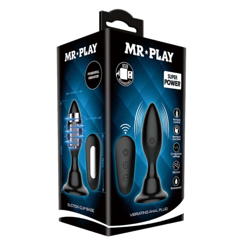 MR PLAY - ANALPLUG MIT FERNBEDIENUNG, SCHWARZ, VIBRIEREND