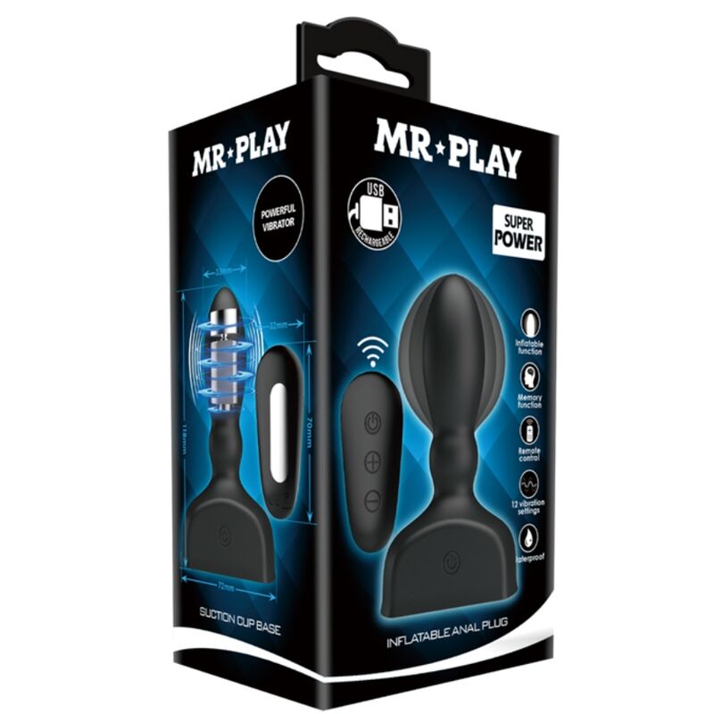 MR PLAY - AUFBLASBARE ANALE PLUG-FERNBEDIENUNG SCHWARZ