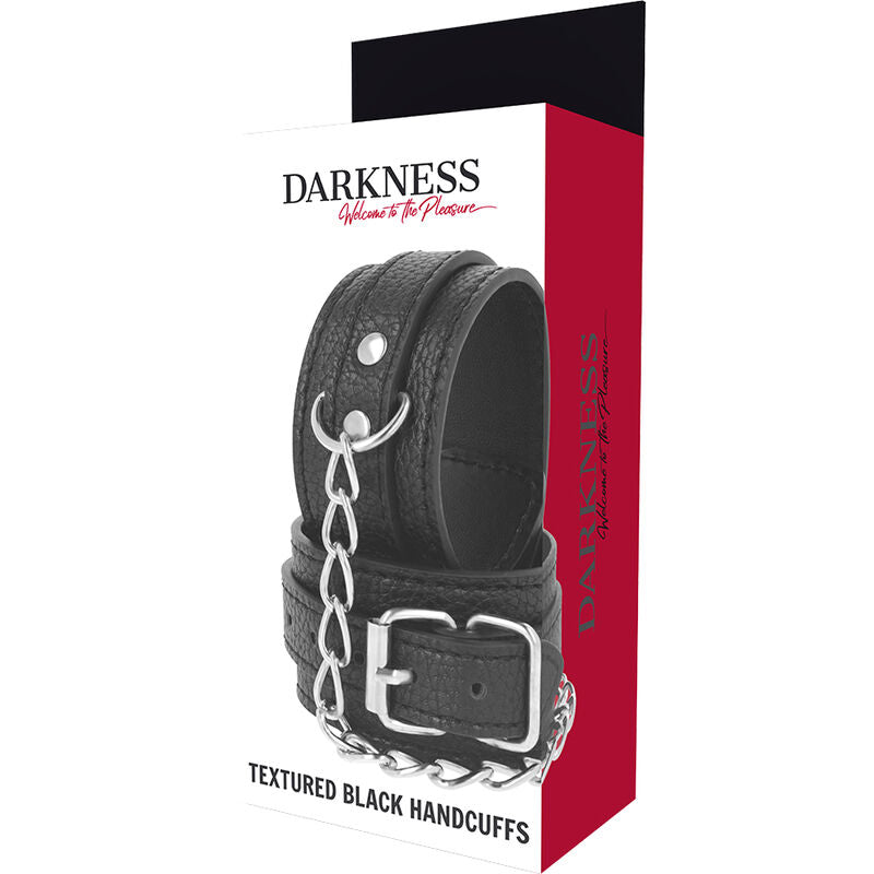 DARKNESS – MANCHETTEN AUS SCHWARZEM, TEXTURIERTEM LEDER